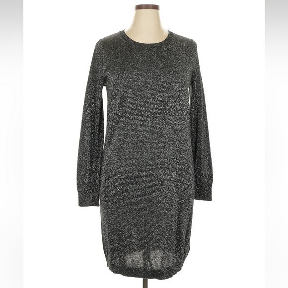 NWT Michael Kors Silver grey sparkly light Sweater dress long sleeve XL - Picture 1 of 6